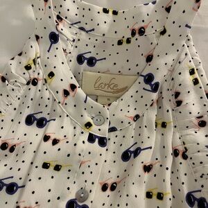 Larke Halter Sundress w Sunglasses Print/Buttons on the Front Size XL